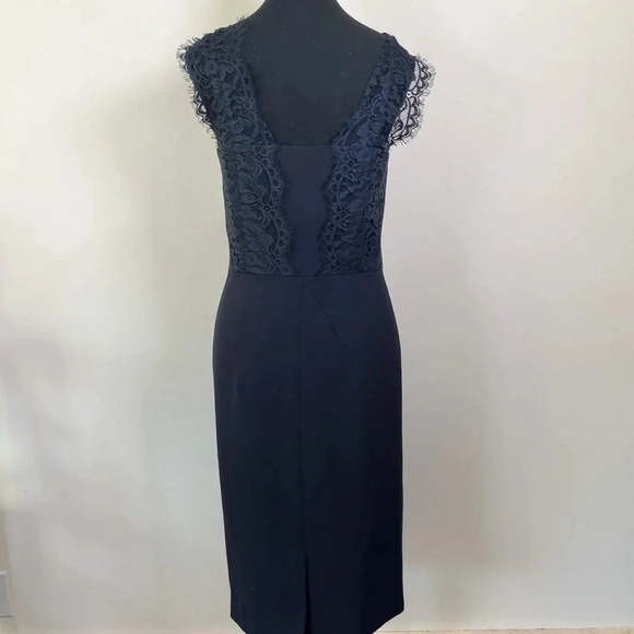 Tahari Lace Event Formal Sheath Navy Dress - Picture 2 of 12